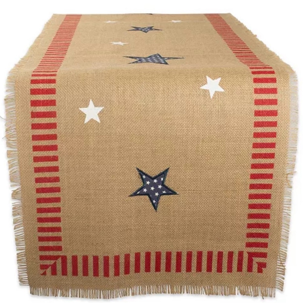 Patriotic Burlap Table Runner